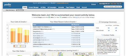 The Yodle dashboard lets dealers see their site visitors and how many of those are turning into calls, emails, and customers.